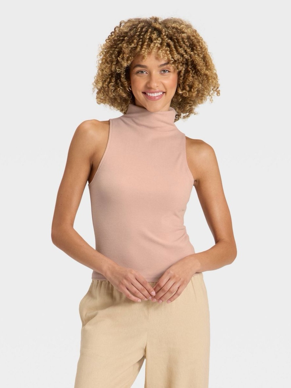 NWT a new day Blush Pink Sleeveless Mock Neck Tank Top
